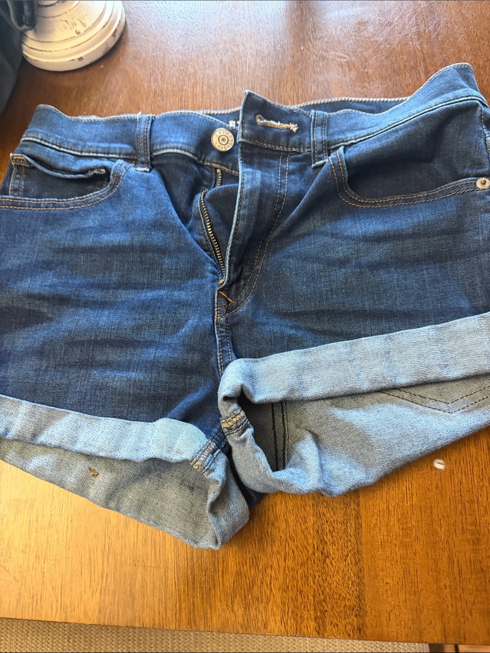 Express Dark Blue Rolled Cuff Denim Shorts